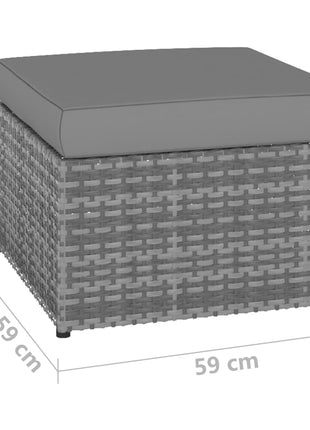 Tuinstoel met voetenbank poly rattan antracietkleurig