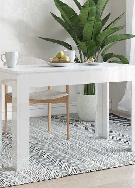 Eettafel 120x60x76 cm bewerkt hout hoogglans wit