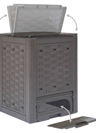 Compostbakken 3 St 60X60X83 Cm Kunststof Rattan Bruin