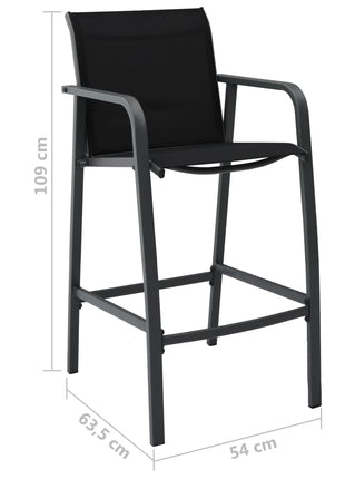 Tuinbarstoelen 2 st textileen zwart