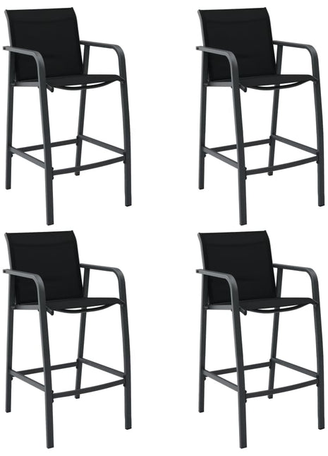 Tuinbarstoelen 4 st textileen zwart
