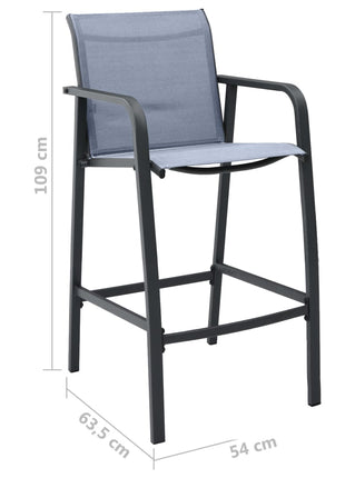 Tuinbarstoelen 2 st textileen grijs