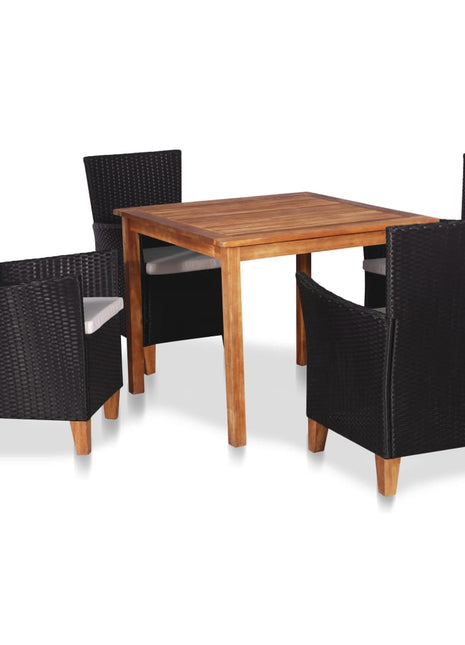 5-Delige Tuinset Poly Rattan Zwart En Bruin