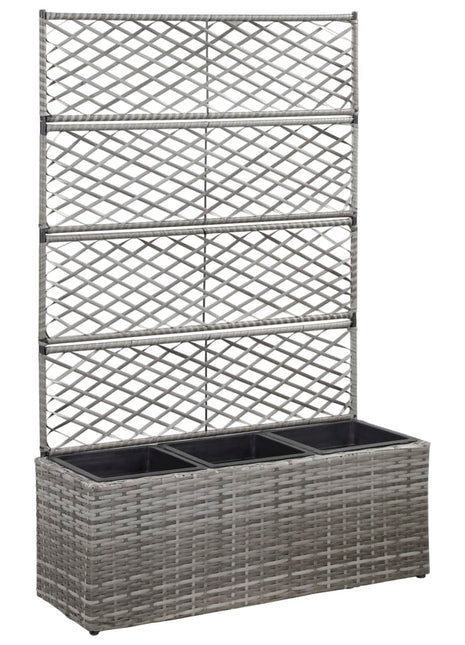 Latwerkplantenbak Verhoogd Met Potten Rattan Grijs