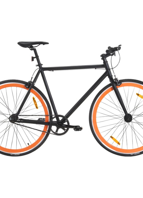 Fiets met vaste versnelling 700 c 59 cm zwart en oranje
