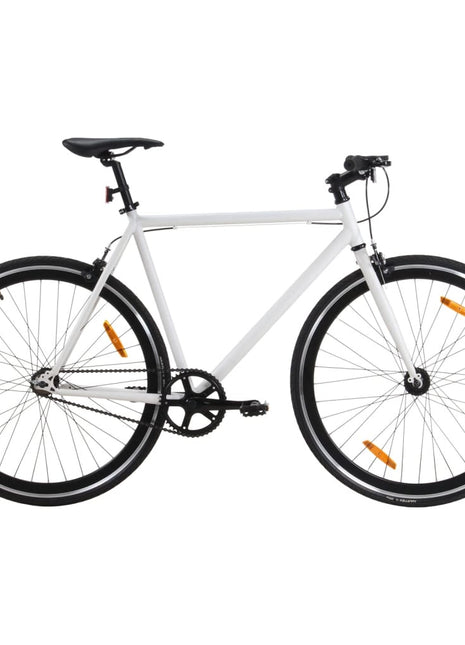 Fiets met vaste versnelling 700 c 59 cm wit en zwart