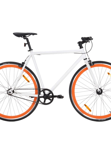 Fiets met vaste versnelling 700 c 59 cm wit en oranje