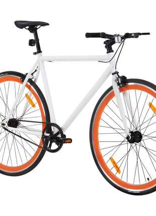 Fiets met vaste versnelling 700 c 59 cm wit en oranje