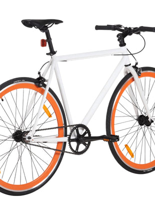 Fiets met vaste versnelling 700 c 59 cm wit en oranje