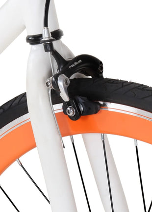 Fiets met vaste versnelling 700 c 59 cm wit en oranje