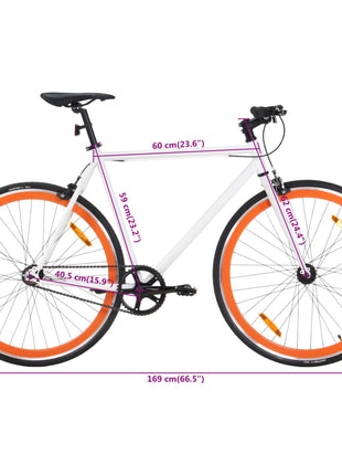 Fiets met vaste versnelling 700 c 59 cm wit en oranje