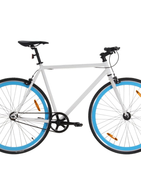 Fiets met vaste versnelling 700 c 55 cm wit en blauw
