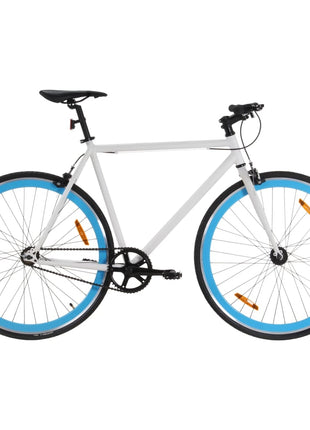 Fiets met vaste versnelling 700 c 59 cm wit en blauw