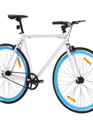 Fiets met vaste versnelling 700 c 59 cm wit en blauw