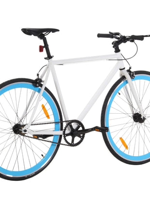 Fiets met vaste versnelling 700 c 59 cm wit en blauw