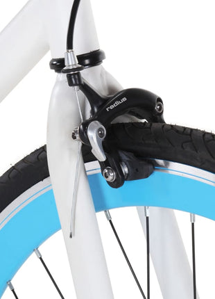 Fiets met vaste versnelling 700 c 59 cm wit en blauw