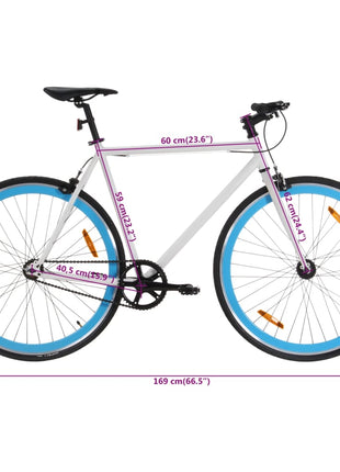 Fiets met vaste versnelling 700 c 59 cm wit en blauw