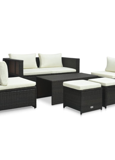 Loungeset Met Kussens Poly Rattan