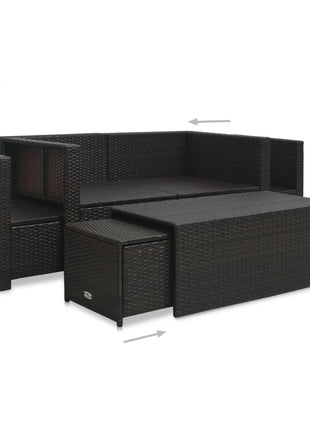 Loungeset Met Kussens Poly Rattan