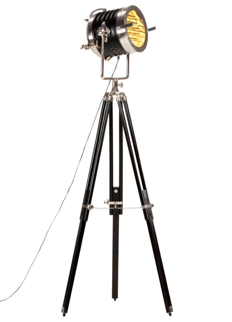 Vloerlamp driepoot 171 cm massief mangohout zwart