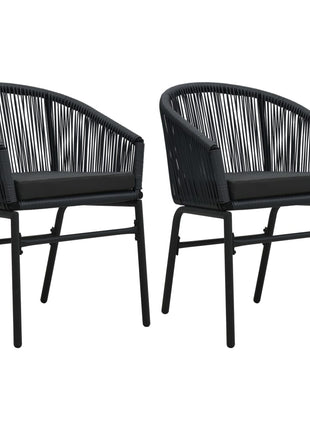 Tuinstoelen 2 st PE-rattan zwart
