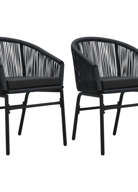 Tuinstoelen 2 st PE-rattan zwart
