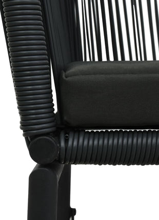 Tuinstoelen 2 st PE-rattan zwart