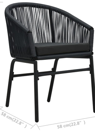 Tuinstoelen 2 st PE-rattan zwart