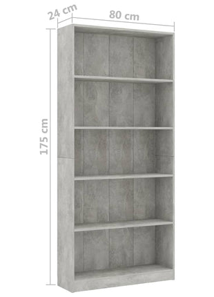 Boekenkast Met 5 Schappen Bewerkt Hout