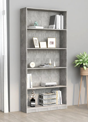 Boekenkast Met 5 Schappen Bewerkt Hout