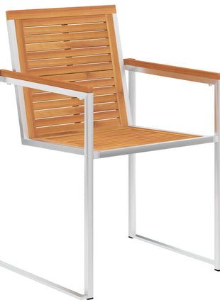 Tuinstoelen 2 st massief acaciahout en roestvrij staal