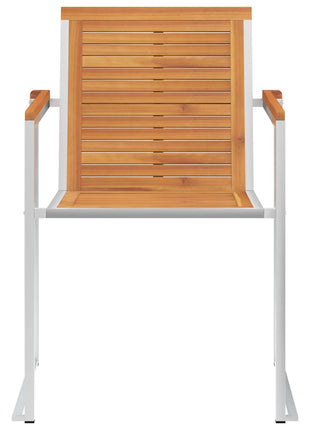 Tuinstoelen 2 st massief acaciahout en roestvrij staal