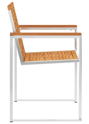Tuinstoelen 2 st massief acaciahout en roestvrij staal