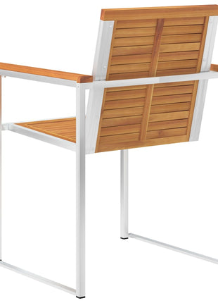 Tuinstoelen 2 st massief acaciahout en roestvrij staal