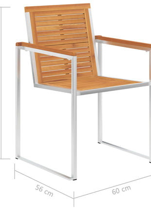 Tuinstoelen 2 st massief acaciahout en roestvrij staal
