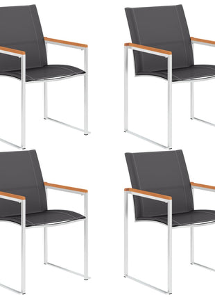 Tuinstoelen 4 st textileen en roestvrij staal grijs