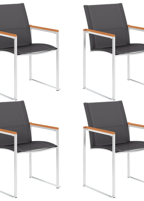 Tuinstoelen 4 st textileen en roestvrij staal grijs