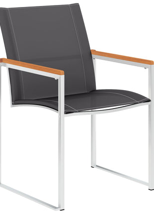 Tuinstoelen 4 st textileen en roestvrij staal grijs