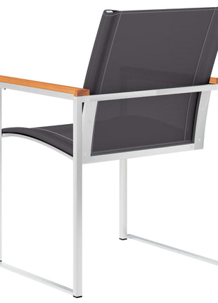 Tuinstoelen 4 st textileen en roestvrij staal grijs