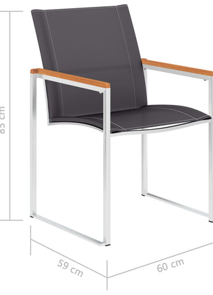 Tuinstoelen 4 st textileen en roestvrij staal grijs
