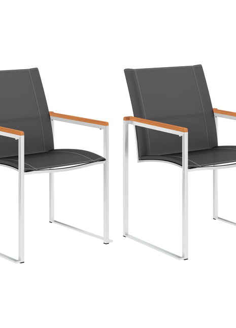 Tuinstoelen 2 st textileen en roestvrij staal grijs