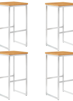 Barstoelen 4 st massief acaciahout en roestvrij staal