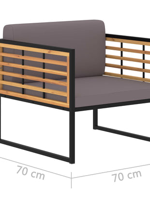 Tuinstoelen 2 st met kussens massief acaciahout donkergrijs