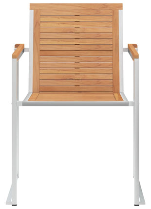 Tuinstoelen 2 st massief teakhout en roestvrij staal