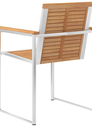 Tuinstoelen 2 st massief teakhout en roestvrij staal
