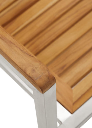 Tuinstoelen 2 st massief teakhout en roestvrij staal