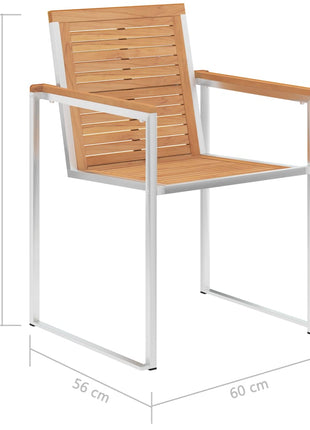 Tuinstoelen 2 st massief teakhout en roestvrij staal