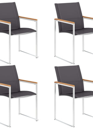 Tuinstoelen 4 st textileen en roestvrij staal grijs