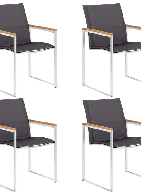 Tuinstoelen 4 st textileen en roestvrij staal grijs