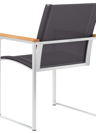 Tuinstoelen 4 st textileen en roestvrij staal grijs